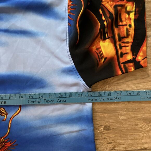 MT:2 Button Up Short Sleeve Shirt Dragon Double Sided Korea Mens Size Large - Picture 4 of 6